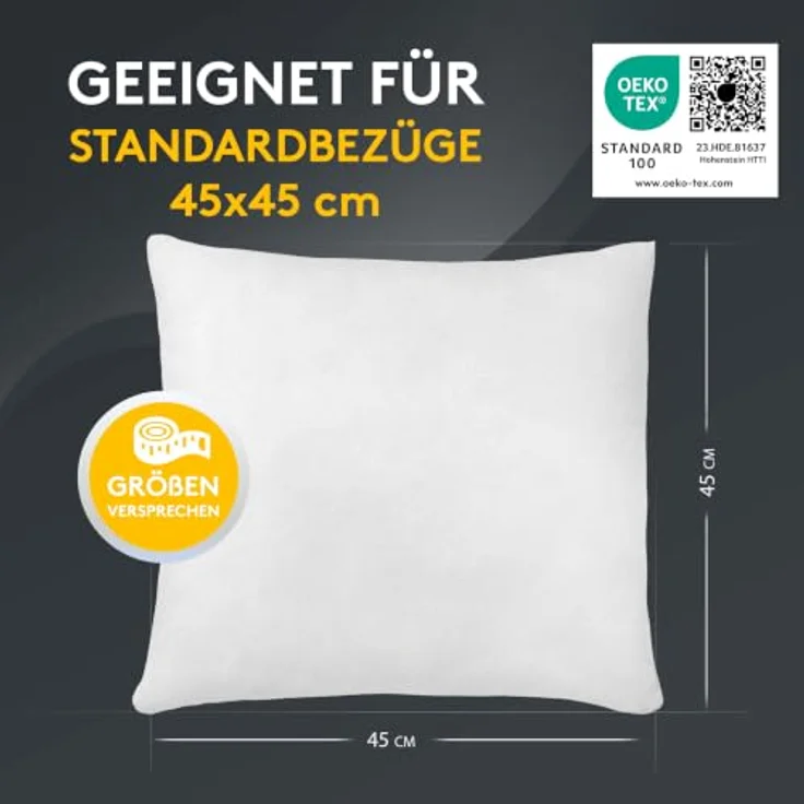 LILENO HOME Kissenfüllung 2er Set, pralle Füllung für Couchkissen 45x45, wolkenweich und hygienisch, Oeko-Tex Klasse 1, Made in Germany – Bild 5