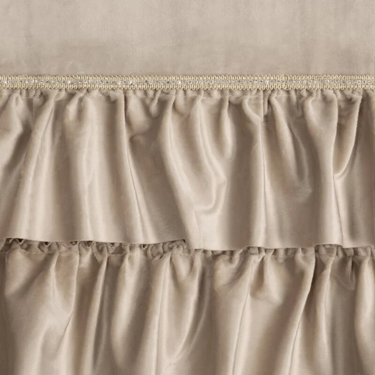 Eurofirany 'CARLI' Ösenvorhang mit Rüschen, Velours, Polyester beige, 140x250 cm – Bild 5