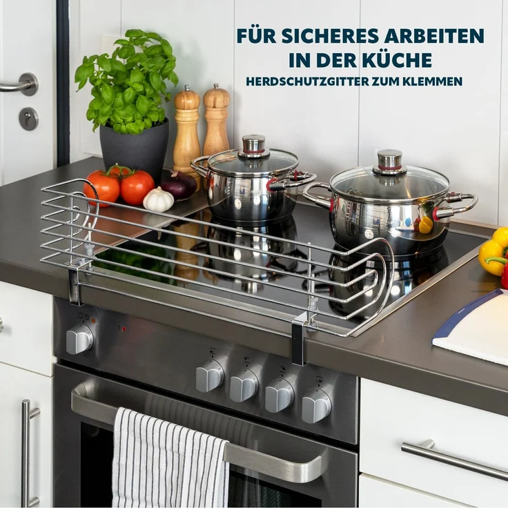 bremermann Herdschutzgitter zum Klemmen // für Herde bis 60 cm Breite // Kochstellenschutz (Chrom) – Bild 2