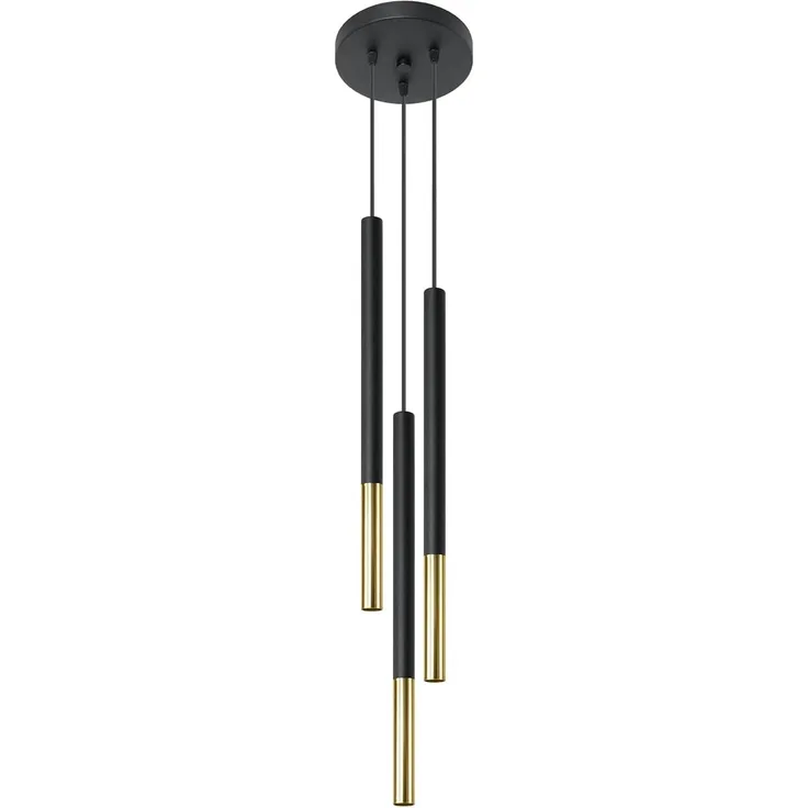Pendelleuchte, Stahl, schwarz-gold, H 110 cm