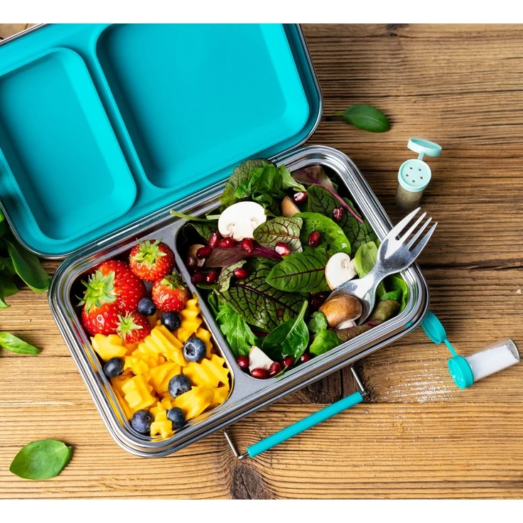 LEKKABOX Lunchbox DUO Edelstahl Brotdose, 2 Fächer - Kinder Bento Box Lunchbox, 2 auslaufsichere Fächer dank der herausnehmbaren Silikondichtung – Bild 3