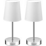 monzana Tischleuchte, Weiß 2er Set, 2er Set 32 cm Stoffschirm E14 Chrom Metall Wohnzimmer Büro