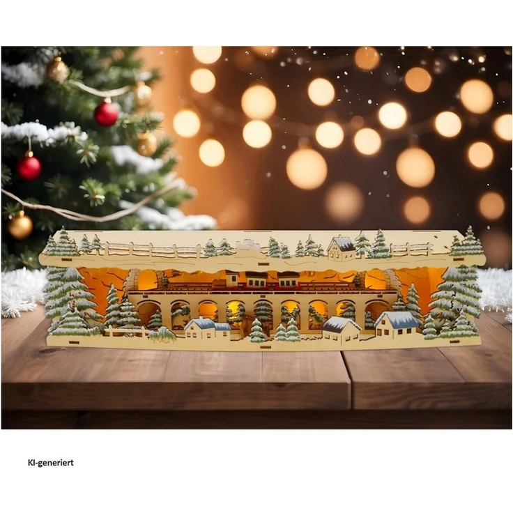 HTI-Living Schwibbogen-Fensterbank Schwibbogenbank beleuchtet mit Eisenbahn (1-tlg), Erhöhung Lichterbogen Weihnachtsdeko batteriebetrieben – Bild 4