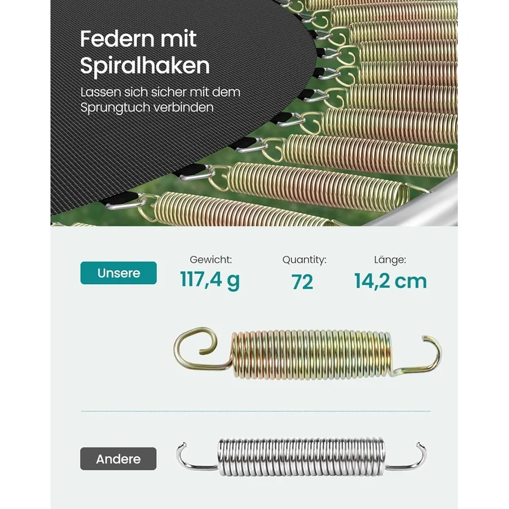 Songmics 'STRDE122B01' Trampolin Ø 366 cm, rundes Gartentrampolin mit Sicherheitsnetz, mit Leiter und gepolsterten Stangen, Sicherheitsabdeckung, sicher, schwarz – Bild 6