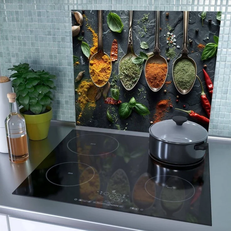 Primedeco Herd-Abdeckplatte Herdabdeckplatte Spritzschutz aus Glas Kräuter und Gewürze, Glas, (1 tlg) – Bild 3