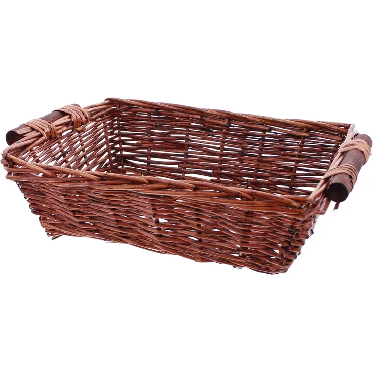 Schale mit Holzgriffen Deko Aufbewahrung Obstschale Tisch Korb 40cm