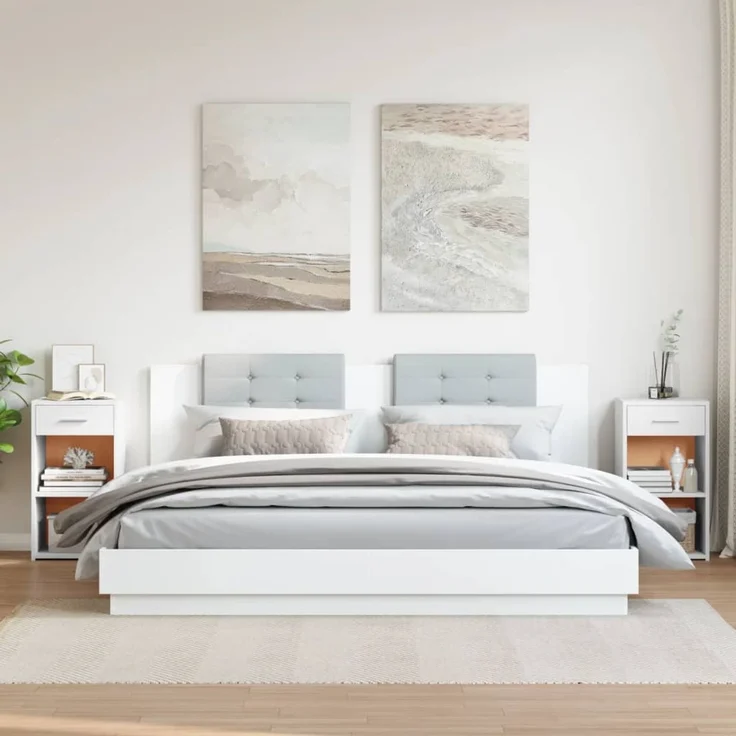 2er-Set Nachttische, Beistelltische Schlafzimmer Weiß 35x34x65 cm Holzwerkstoff – Bild 3