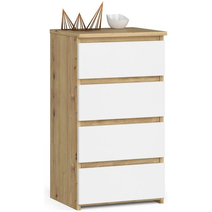 Home Collective Kommode 40 cm breit Holz Highboard Sideboard für Flur Schlafzimmer Wohnzimmer (Mehrzweckschrank Schrank schmal Kommode Schlafzimmer mit Schubladen), Kinderzimmer Organizer, 73 cm hoch mit 4 Schubladen Artisan Eiche-weiß – Bild 1