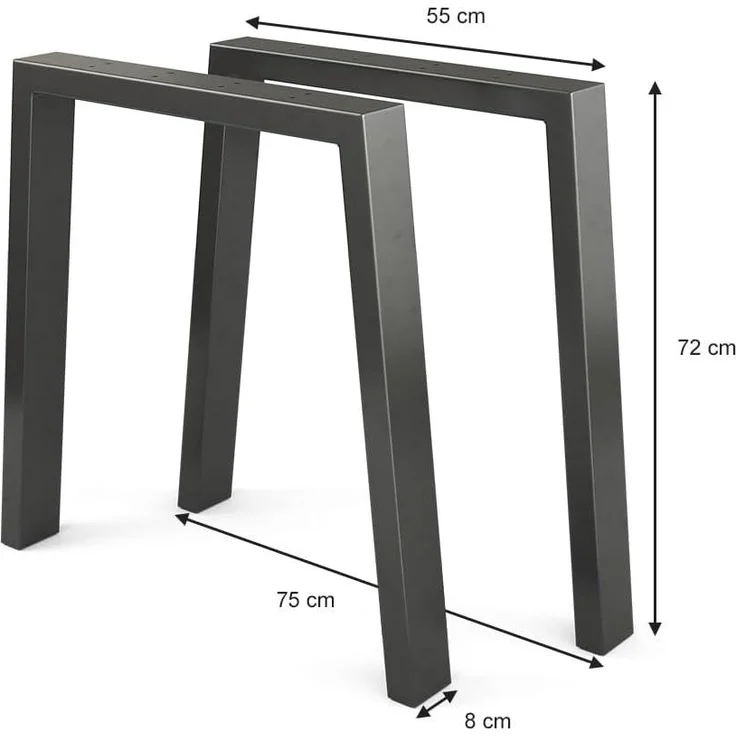 Tischbeine Schwarz 75 x 72 cm U-förmig Vicco – Bild 3