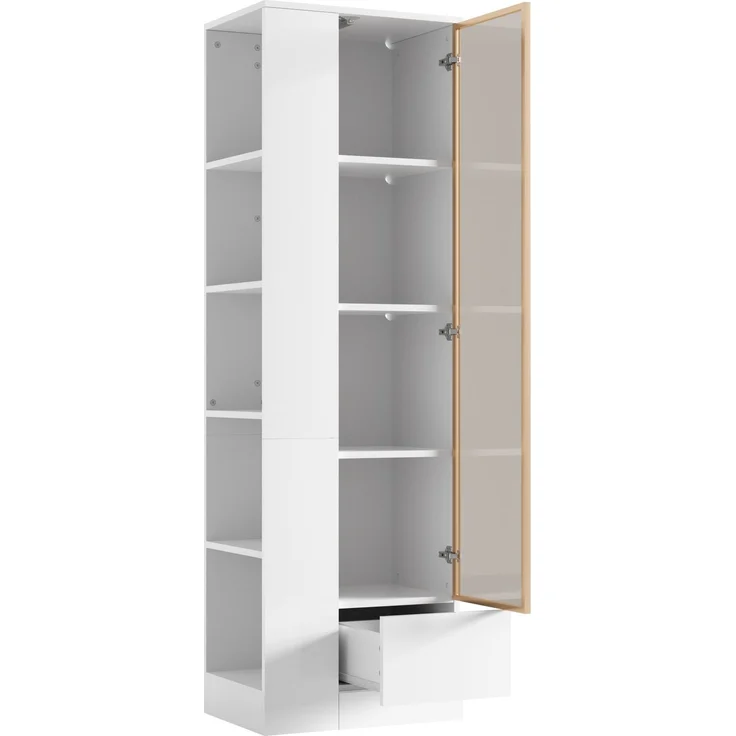 Vitrine 50 x 35 x 160 cm in Weiß mit Glastür und dimmbarer LED-Beleuchtung – Bild 7