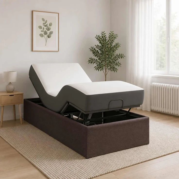 vidaXL Elektrisch verstellbares Bettgestell Braun 200 x 90 x 33,5 cm 42037291 – Bild 1