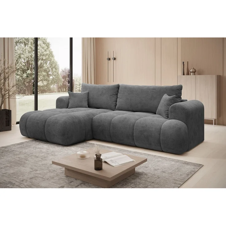 thematys Ecksofa TREVIO 260 x 165 cm, mit Schlaffunktion, mit Bettkasten, Grau (Poso 60), Ausrichtung links – Bild 2