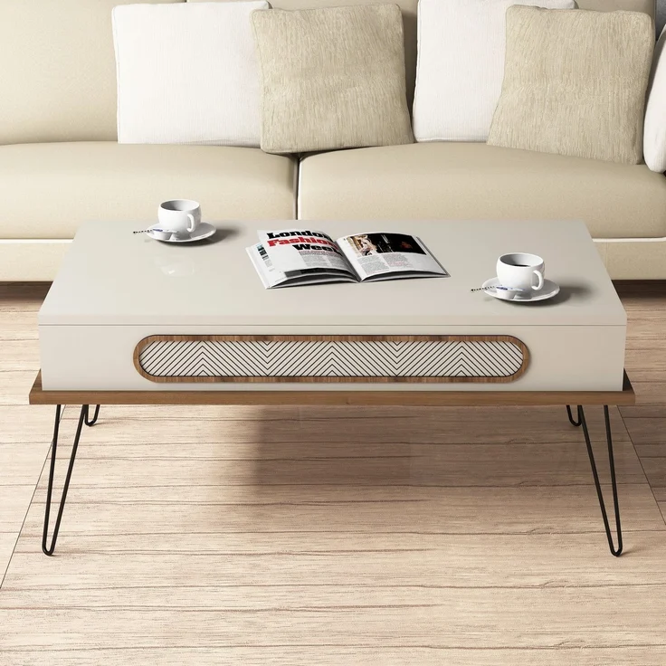 Skye Decor 'Ekol - Cream' Couchtisch, Creme, 105 x 45,8 x 56 cm – Bild 2