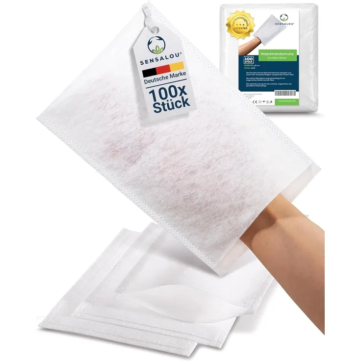 Sensalou Einmal-Waschhandschuh Sensalou Einmal Wasch Handschuh Einweg Lappen Erwachsene Baby Kinder (100-St)