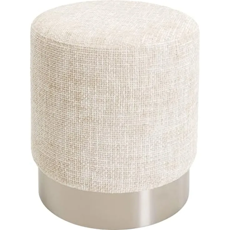 Kare Design Hocker Berry High, Silber/Beige, Ø39cm, Rund, Sitzhöhe 47 cm, Sitzhocker, Modern, Pflegeleicht, Flur