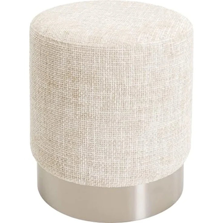 Kare Design Hocker Berry High, Silber/Beige, Ø39cm, Rund, Sitzhöhe 47 cm, Sitzhocker, Modern, Pflegeleicht, Flur – Bild 1