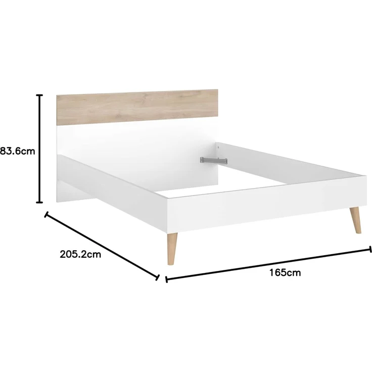 Bett für Erwachsene – Aalborg – 160 x 200 cm – Weiß/Eiche PARISOT – Bild 3