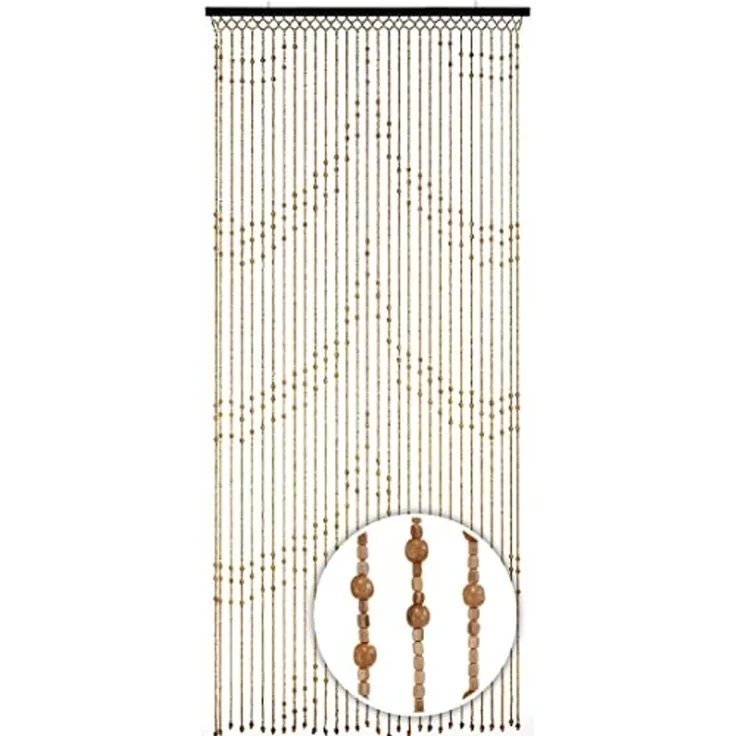 Kobolo Türvorhang Holzperlenvorhang Samara 90x200 cm, Türgardine Balkontür Insektenschu (1 St), Ösen, transparent