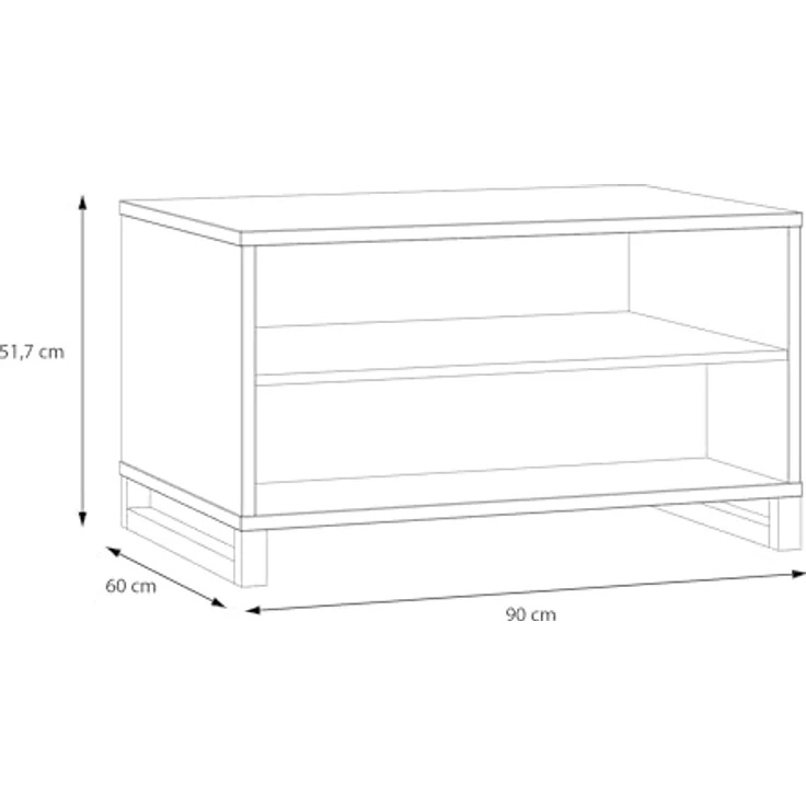 Forte MAREDA Couchtisch 90, Couchtisch mit offenen Fächern, Holzwerkstoff, Valencia Eiche Dekor, 90 cm breit, 51,7 cm hoch, 60 cm tief – Bild 3