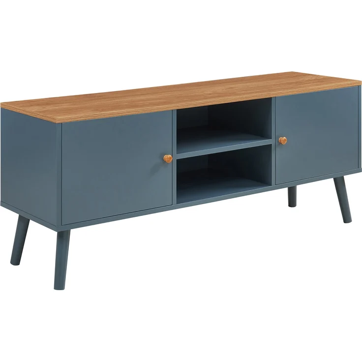 Fernsehschrank Reyljand mit 2 Türen 120x35x50 cm Grau/Eicheoptik [en. casa] – Bild 3