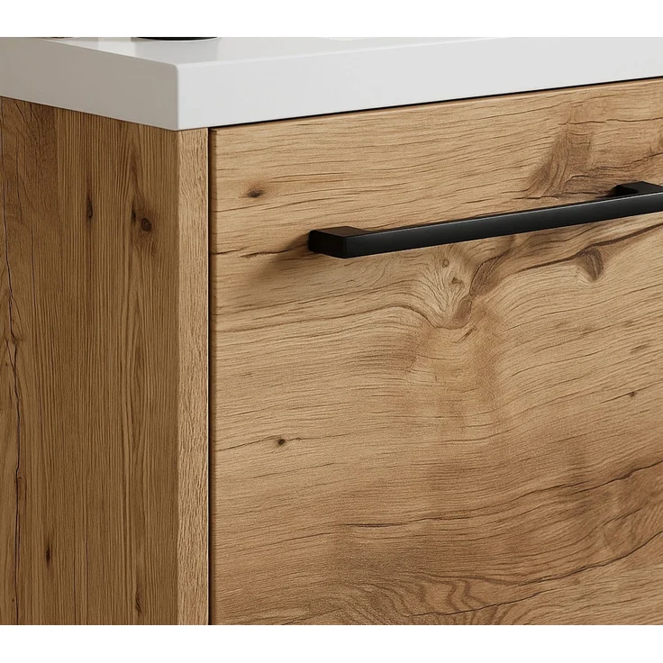 Gäste-WC Waschtisch Set Florence 40 x 22 cm – Kastanie Eiche – Waschbeckenunterschrank mit 1 Tür und Soft-Close – Bild 4