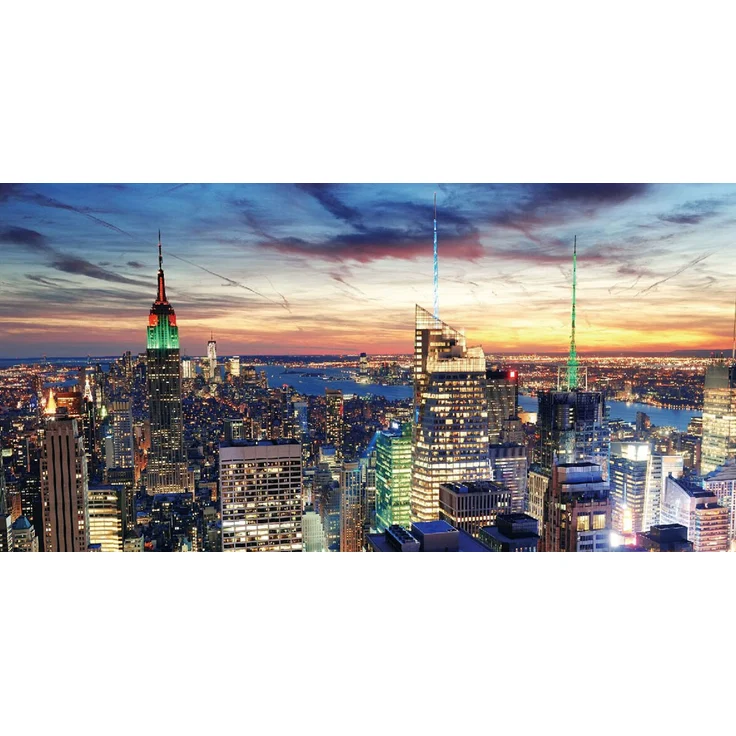 LED-Bild, Leinwandbild Leuchtbild Wandbild, Timer MVG-zertifiziert ~ 100x50cm New York, flackernd – Bild 1