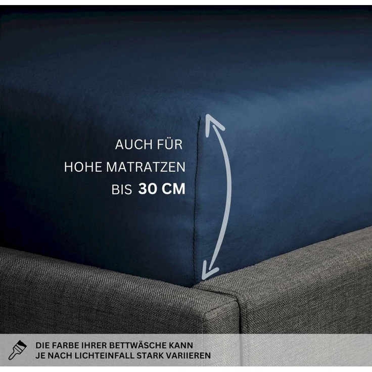 SCHÖNER WOHNEN-Kollektion Spannbettlaken BASIC Spannbettlaken, Mischgewebe, Gummizug: rundum, (1 Stück), 100 x 200 cm in Blau – Bild 3
