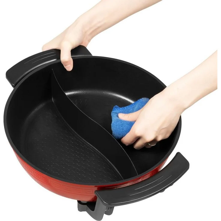 FELIXLEO Elektrische Grillpfanne Hot Pot Elektrisch 6L Doppelseitig Kochtopf mit Trennwand – Bild 2
