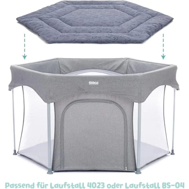 Fillikid Einlage Laufstall 6-eckig Exklusiv | Krabbeldecke Laufgitter 124 cm | Schutzeinlage Laufgitter weich gepolstert | Spieldecke waschbar | Laufgittereinlage – Bild 4