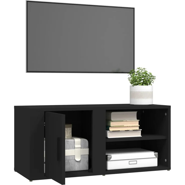 2 pcs TV-Schrank, Lowboard TV Schwarz 80x31,5x36 cm Holzwerkstoff – Bild 5