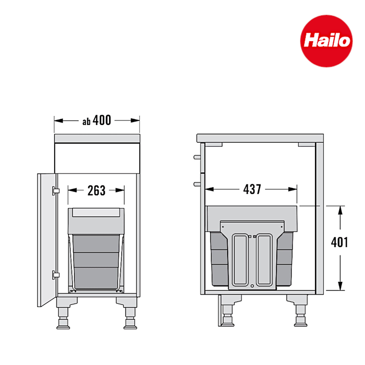 Hailo Abfallsammler 3666903 TA Swing Tandem 2x 13 Liter m Biodeckel – Bild 3