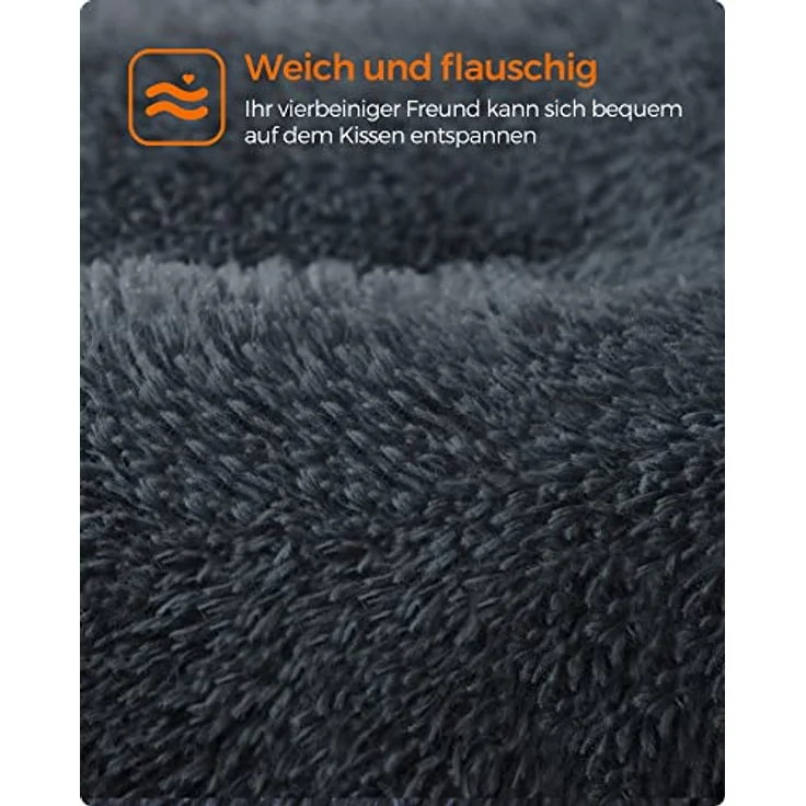 Feandrea Hundebett, Hundekissen, Flauschige Hundematte, Langer Plüsch, 110x73 cm, weiche Polsterung, maschinenwaschbar, Hundekorb, multifunktional, tragbar, dunkelgrau PGW203G02 – Bild 4
