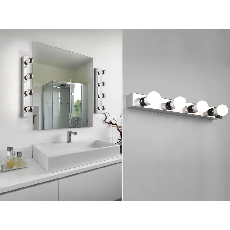 Retro Badezimmer Wandleuchte THEATRO in Chrom 55cm - Spiegelleuchte