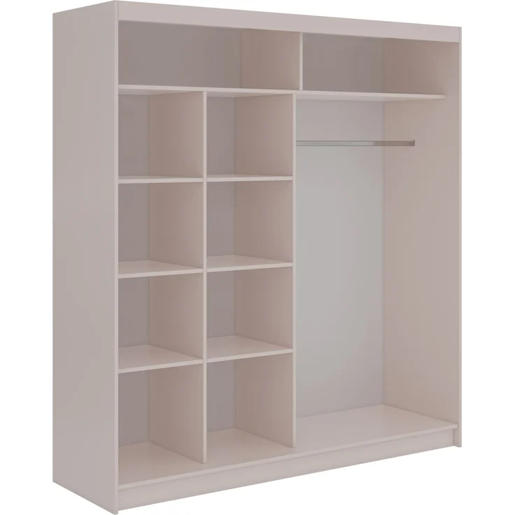 Schiebetürenschrank GRECJA 200 cm breite mit Spiegelfront und Dekor-Applikationen in Kaschmir, inkl. Kleiderstange & Einlegeböden - Kaschmir – Bild 4