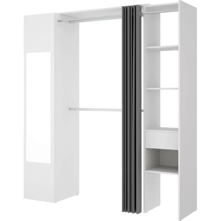 Dmora Rigi, Gestell für begehbaren, offener Kleiderschrank, 177 x 52 x 205 cm, Weiß und Anthrazit