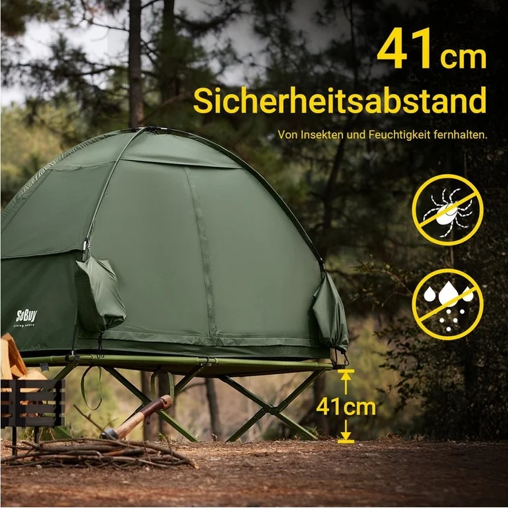 SoBuy Feldbett OGS32 Feldbett mit Zelt 1/2 Personen 7in1 Wurfzelt mit Luftpumpe,Campingzelt – Bild 2