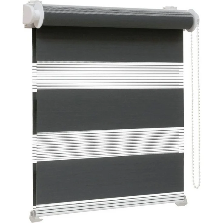Doppelrollo Zevra Doppelrollo / Duo Rollo, 35 x 160 cm, dunkelgrau, Victoria M, halbtransparent, ohne Bohren, freihängend, verschraubt, Feuchtraumgeeignet, Sichtschutz oder Durchsicht – Bild 2