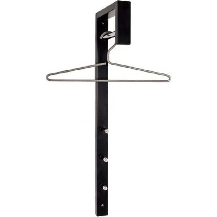 Haku Wandgarderobe mit 3 Haken, Garderobenleiste aus schwarzem Stahlrohr mit Garderobenstange in Chrom-Optik, 4x20x70 cm