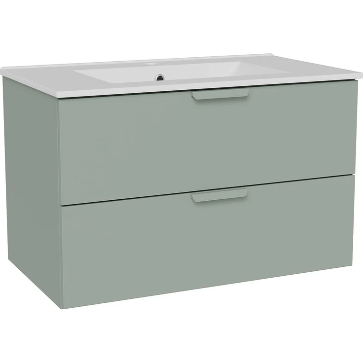 Vente-unique - Hängender Badezimmerschrank mit Einbauwaschbecken – Salbeigrün – B80 cm – AVORELI – Bild 4