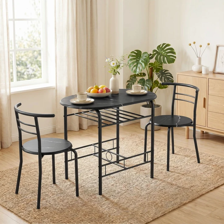 HOMCOM Essgruppe, MDF, Metall, Schwarz, 80L x 52B x 76H cm – Bild 8