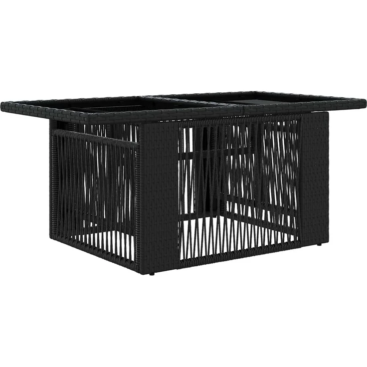 vidaXL Gartentisch Schwarz 100 x 55 x 37 cm PE Rattan und Glas 42035136 – Bild 2