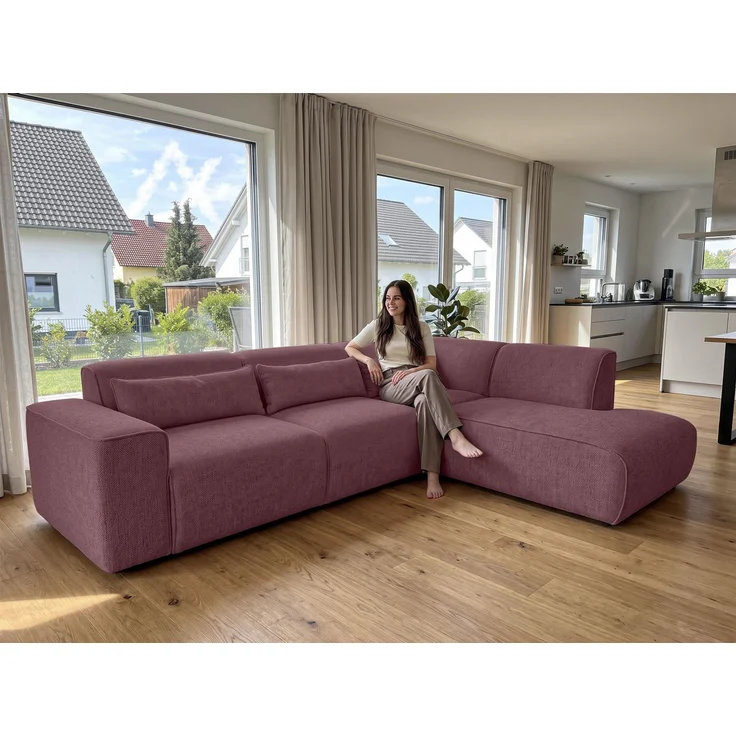 AX LIVING Wohnlandschaft mit Schlaffunktion Ruyam Altrosa Sofa R – Bild 1