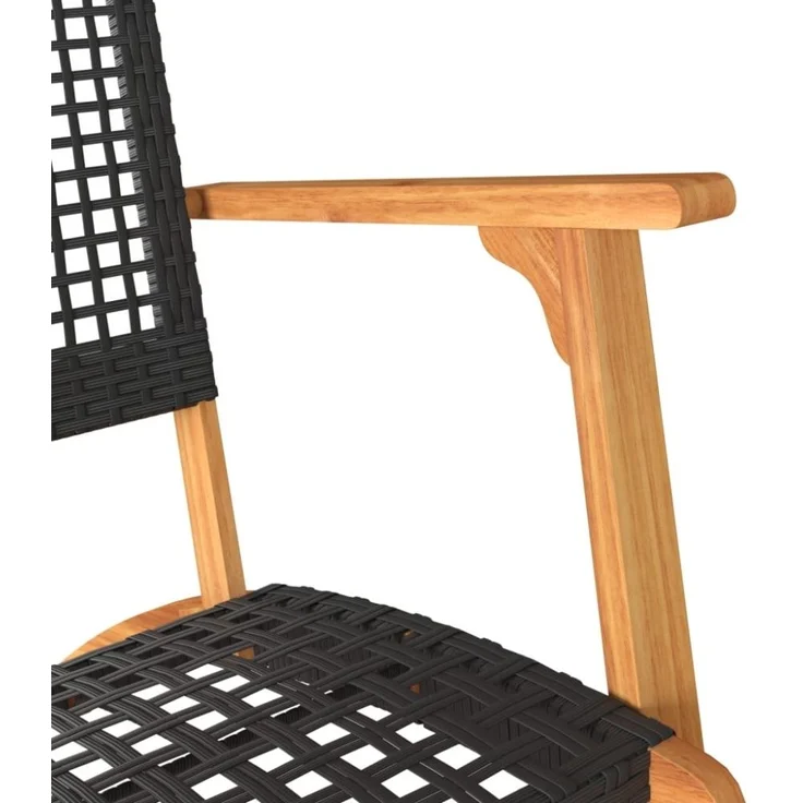 vidaXL Gartenstühle 2 Stk. Schwarz Poly Rattan und Akazienholz 365868 – Bild 6