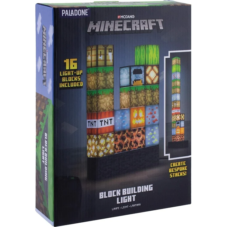 Minecraft Baustein-Lampe - Offiziell lizenziertes Merchandise, Baustein-Nachtlicht, Geschenk für Jungs, Gaming-Zimmerzubehör & Dekoration – Bild 7