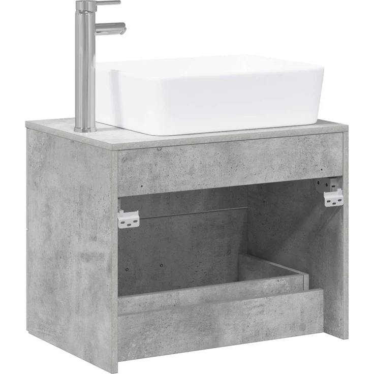 vidaXL Wandmontierter Waschbeckenunterschrank Betongrau 3404393 – Bild 7