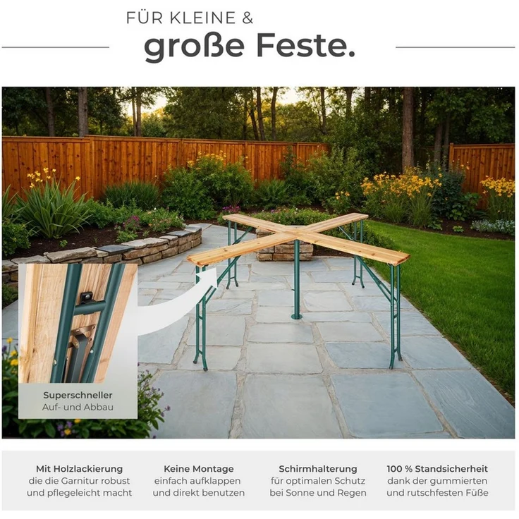 tectake Stehtisch Bistrotisch Quattro klappbar (1-St, 1 tlg), Stehtisch Quattro inklusive Sonnenschirmhalterung – Bild 3