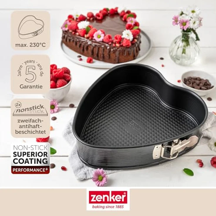 Zenker Herzspringform Perfect Black – 27 x 25 x 7 cm Hochwertige Backform in Herzform für Valentinstag und Muttertag, Antihaftbeschichtet +230 °C Made in Germany, Schwarzes – Bild 4