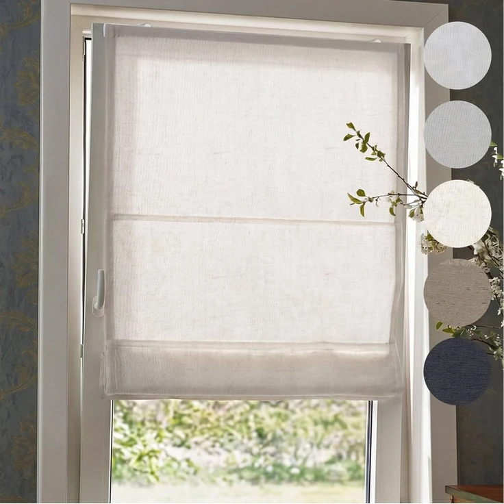Victoria M. Raffrollo Klemmfix Ivora Premium 70x130cm Elfenbein-Meliert Blickdicht, mit Klemmträger, ohne Bohren, freihängend, Ohne Bohren – Bild 1