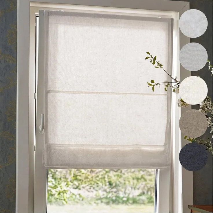Victoria M. Raffrollo Klemmfix Ivora Premium 70x130cm Elfenbein-Meliert Blickdicht, mit Klemmträger, ohne Bohren, freihängend, Ohne Bohren