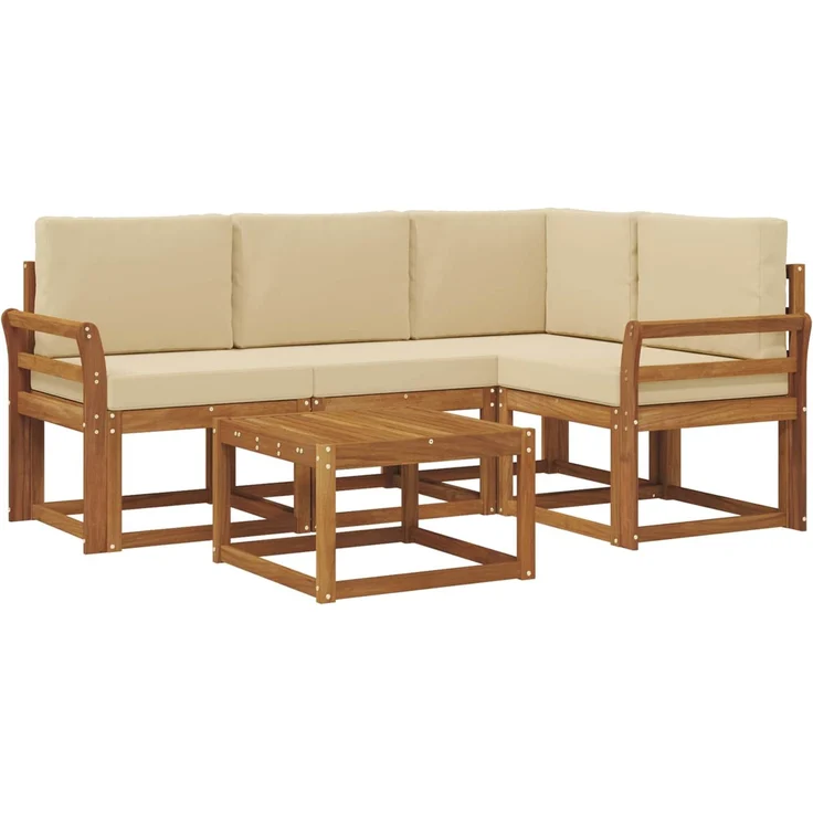 vidaXL Outdoor-Sofagarnitur 5 stk. 4-Sitzer Natur und Beige 3366361 – Bild 2